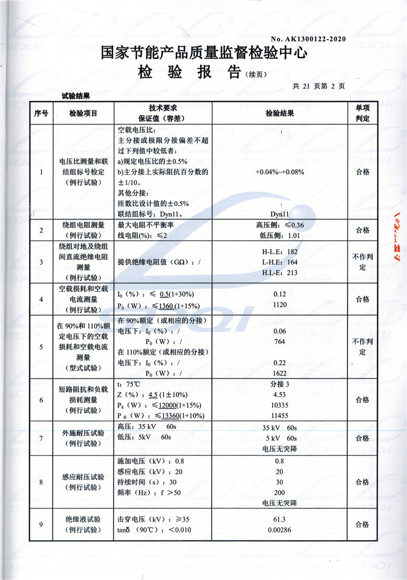 高低压试验报告-S11-1250甘谷甘谷甘谷油浸式变压器-2.jpg